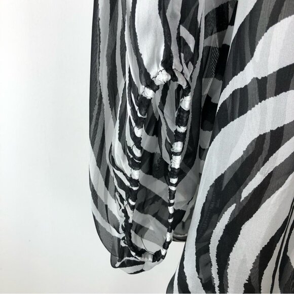FIFTEEN Twenty black/white zebra silk blouse with leather Large - Picture 8 of 10